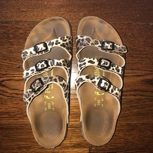 cheetah three strap birkenstock sandals